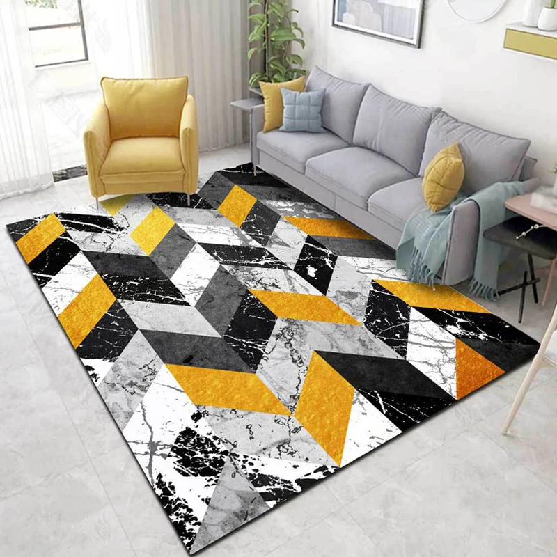 Tappeto da salotto multicolore Tappeto modernista con motivo geometrico marmo Tappeto con supporto antiscivolo poliestere...