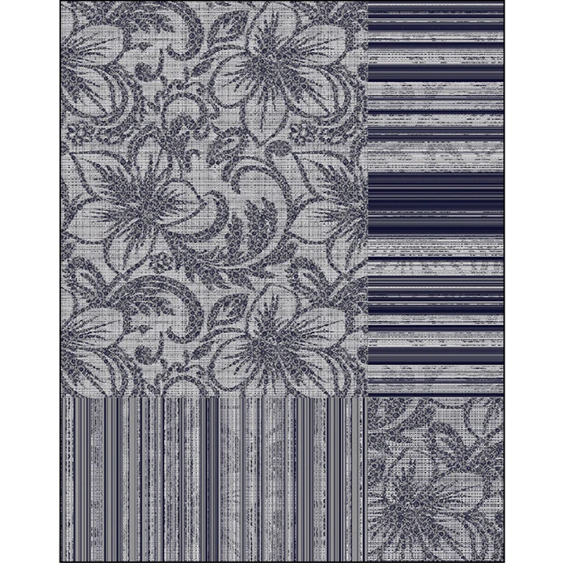 Tappeto shabby chic con motivo floreale righe Tappeto poliestere grigio nero Tappeto antiscivolo lavabile lavatrice per so...