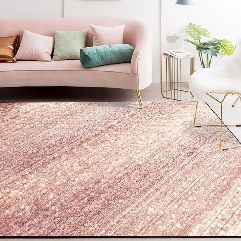 Tappeto da soggiorno innovativo tappeto con stampa righe rosa glamour Tappeto poliestere antiscivolo lavabile lavatrice