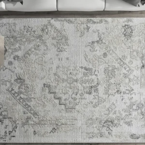 Tappeto vintage viscosa e Lana di artigianato 160 x 230 cm 1200 g/m2 Grigio IVYRA