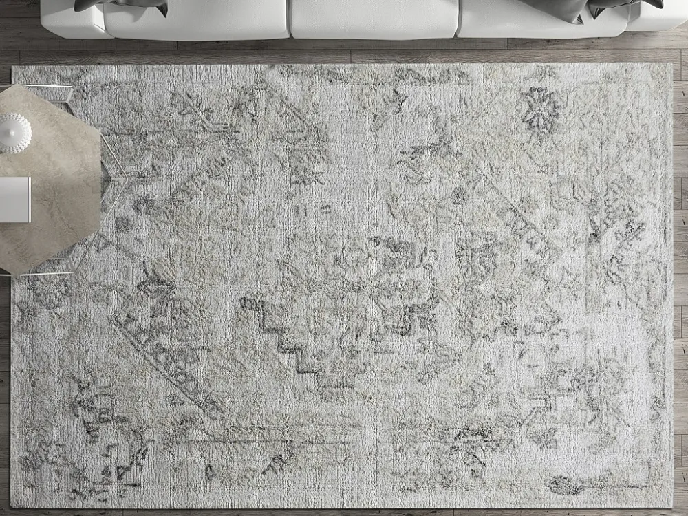 Tappeto vintage viscosa e Lana di artigianato 200 x 290 cm 1200 g/m2 Grigio IVYRA