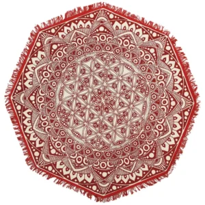 Tappeto ottagonale cotone rosso/crema ø 120 cm MEZITILI