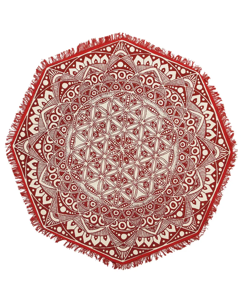 Tappeto ottagonale cotone rosso/crema ø 120 cm MEZITILI