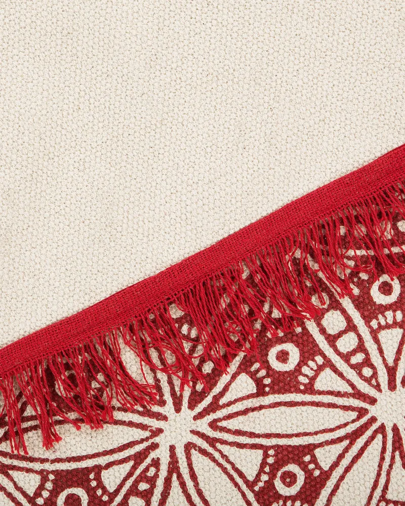 Tappeto ottagonale cotone rosso/crema ø 120 cm MEZITILI