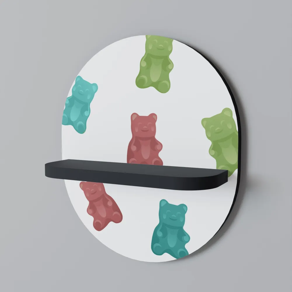 GUMMY BEARS Mensola Ovale Decorativa con Finitura Nera
