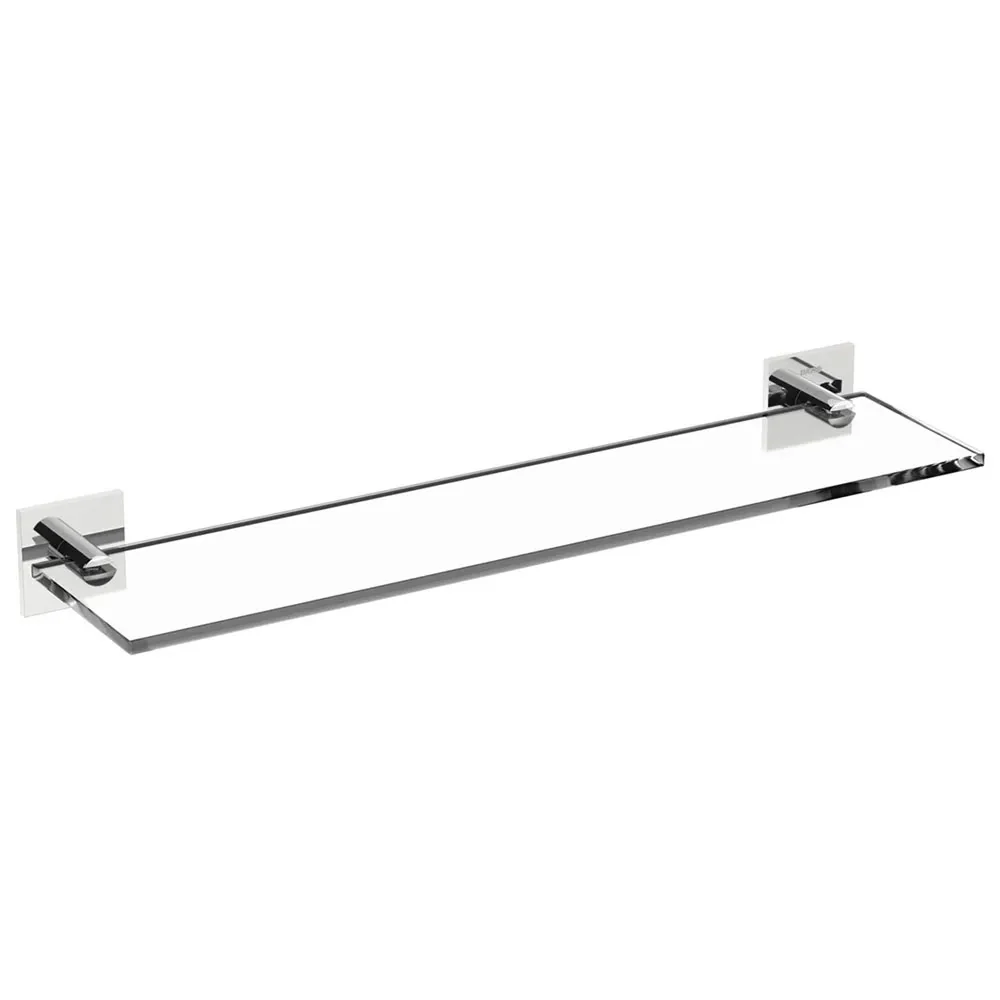 Mensola vetro da incollo della collezione 'Stick' Cosmic - cm 40 - supporti ottone cromato