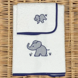MINI SET DI ASCIUGAMANI CON ELEFANTI Blue Baroni Firenze
