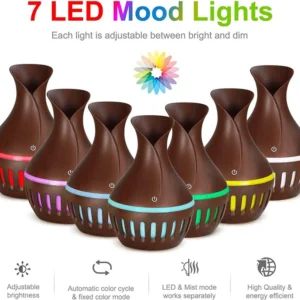 Mini Umidificatore USB con Luci Notturne 7 Colori Umidificatore da Tavolo per Casa Yoga Ufficio Camera da Letto