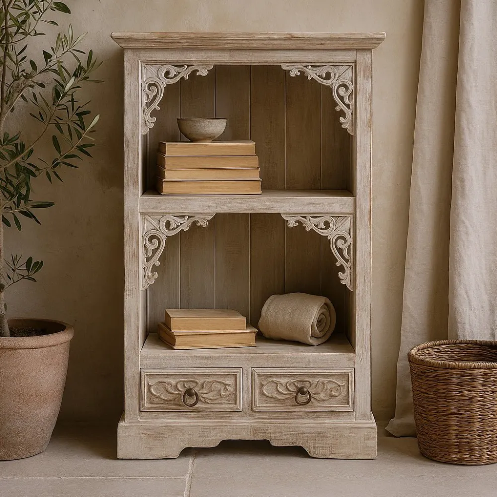 Mobile bagno legno di albasia sbiancato largo 66,7 cm