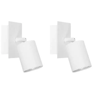 Set 2 Metal Spotlights Lamps White TIGRIS