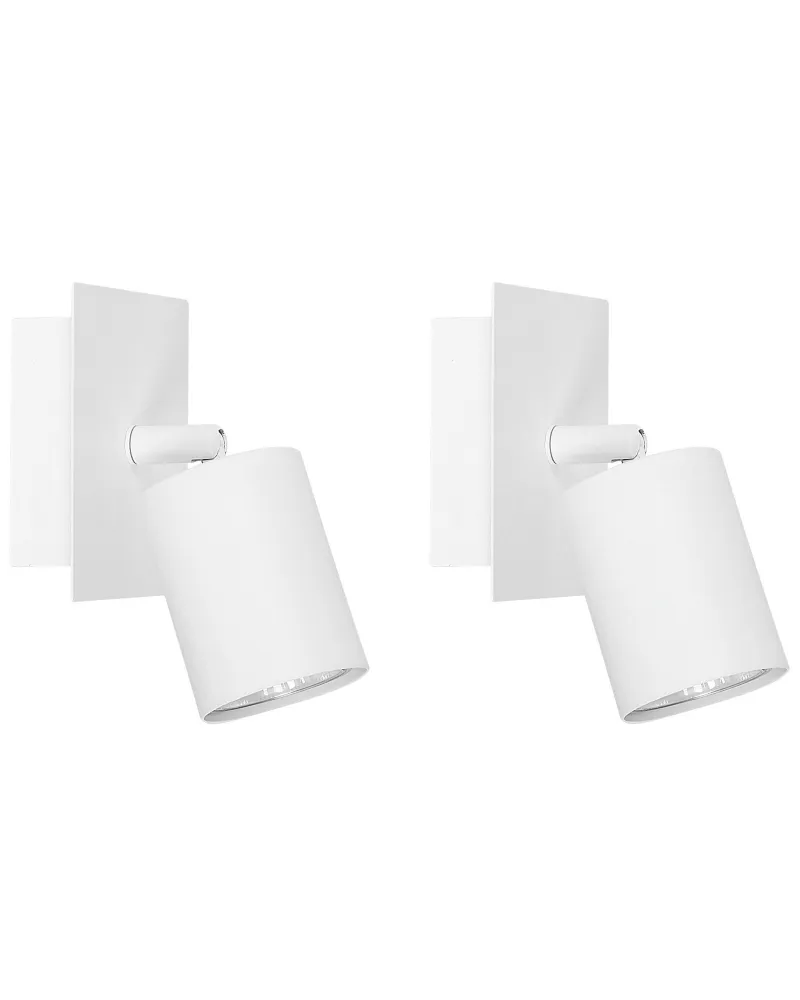 Set 2 Metal Spotlights Lamps White TIGRIS