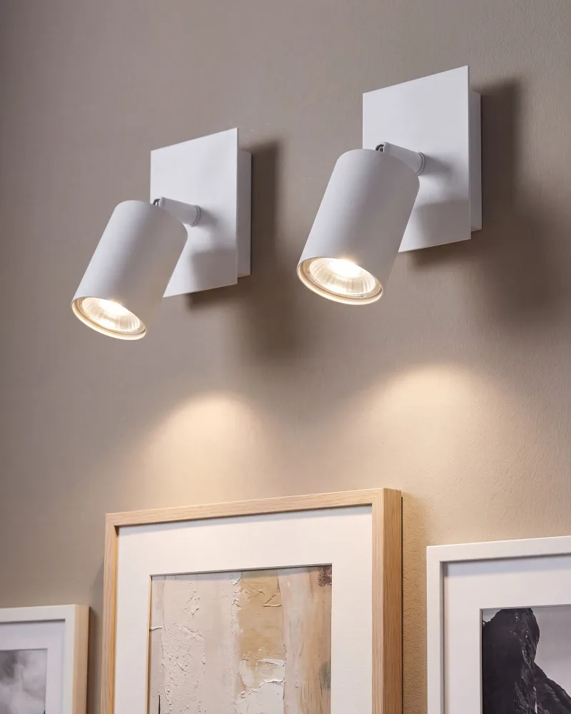 Set 2 Metal Spotlights Lamps White TIGRIS