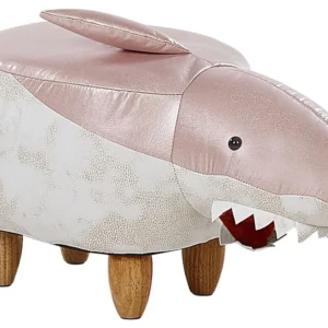 Tappeto per Ingresso Fabric Animal Stool Pink and White SHARK