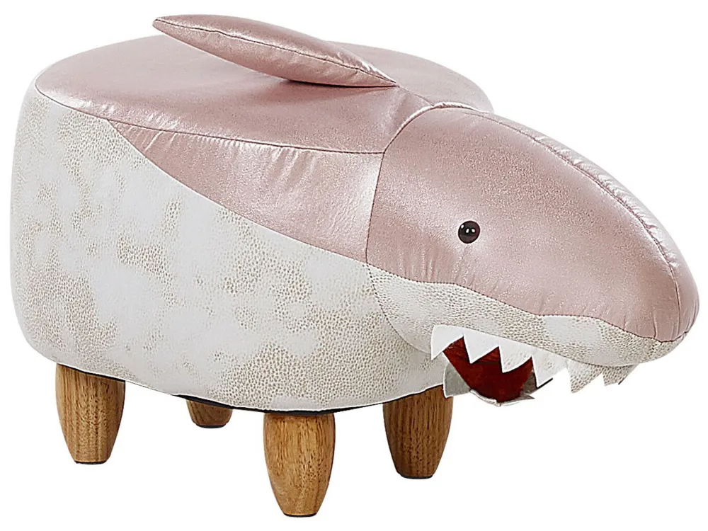 Tappeto per Ingresso Fabric Animal Stool Pink and White SHARK