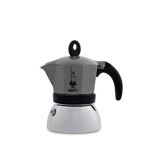 Bialetti Moka Induction, Caffettiera 3 Tazze , Acciaio 3 Tazze, Antracite