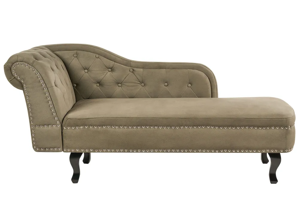 Left Hand Chaise Lounge velluto Olive Green NIMES