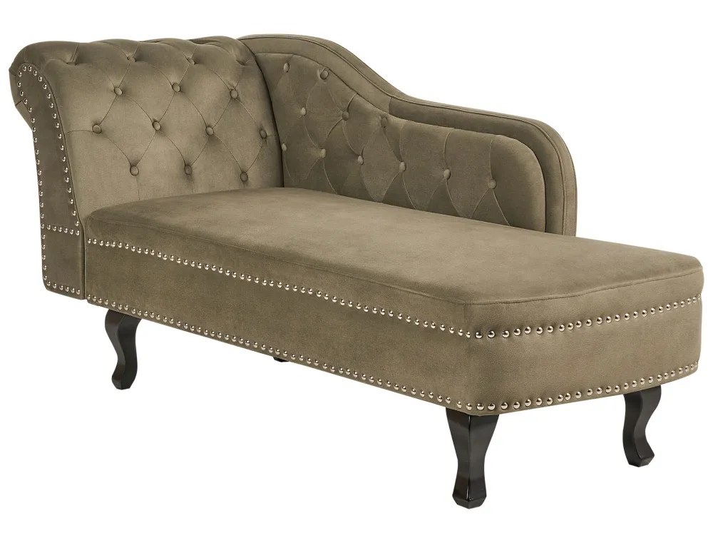 Left Hand Chaise Lounge velluto Olive Green NIMES