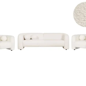 Moneta commemorativa 5 Seater Boucle Living Room Set White LEIREN