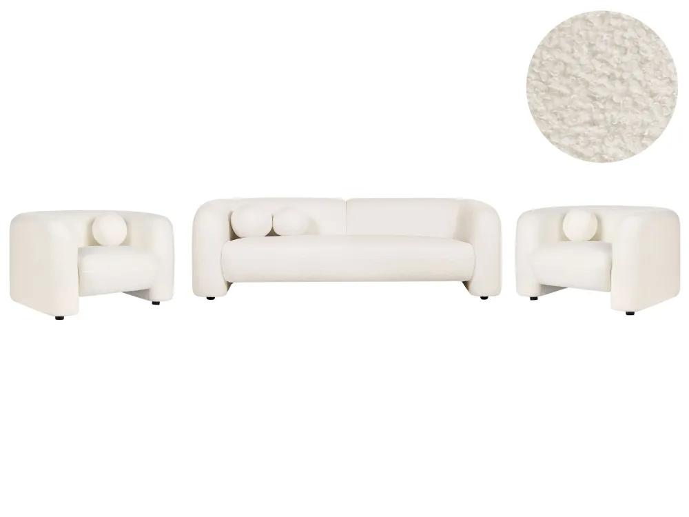Moneta commemorativa 5 Seater Boucle Living Room Set White LEIREN