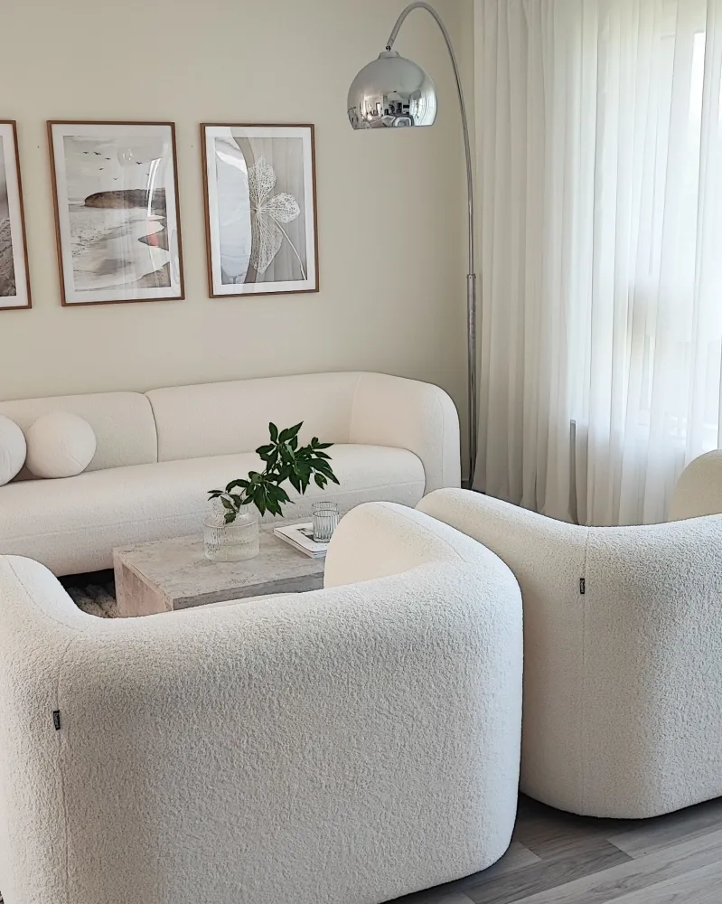 Moneta commemorativa 5 Seater Boucle Living Room Set White LEIREN
