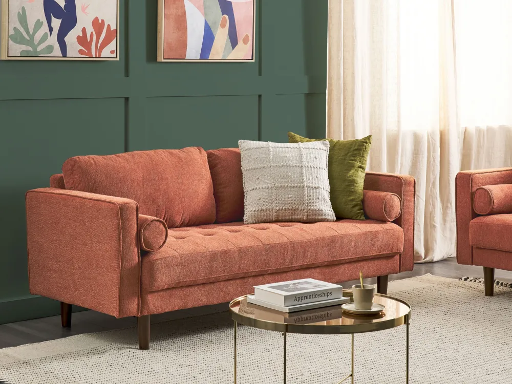 Segnapasso Giornaliero 3 Seater Fabric Sofa Golden Brown NURMO