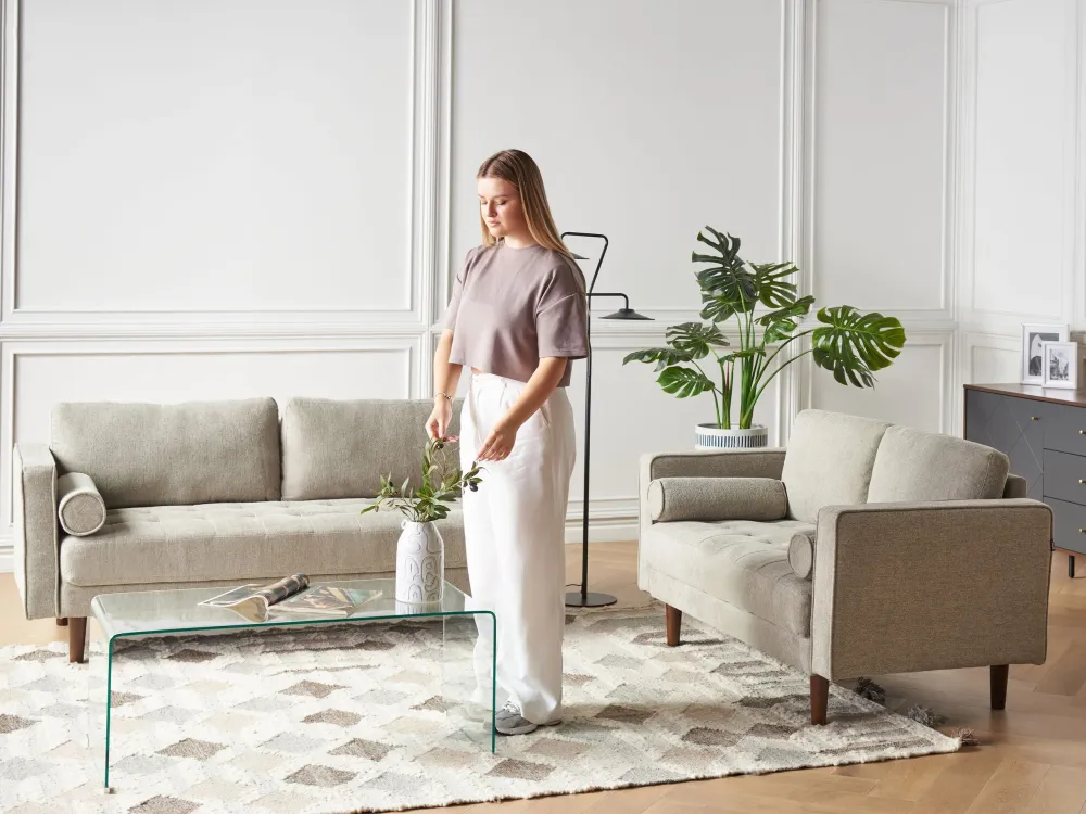 Simbolo di Pulizia 2 Seater Fabric Sofa Taupe NURMO