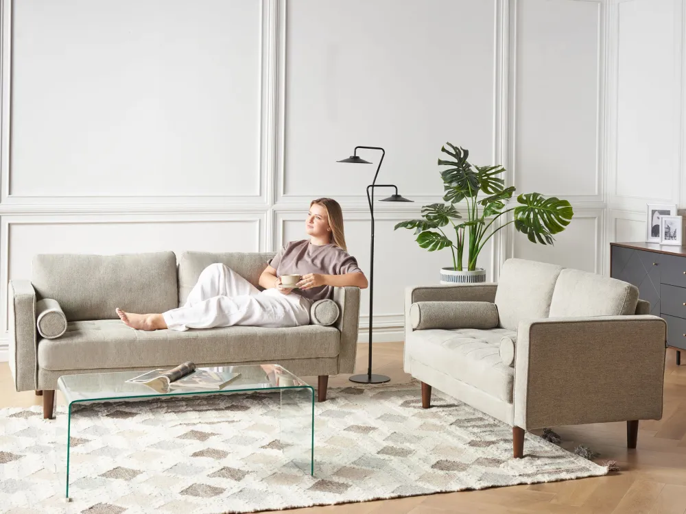 Simbolo di Pulizia 2 Seater Fabric Sofa Taupe NURMO