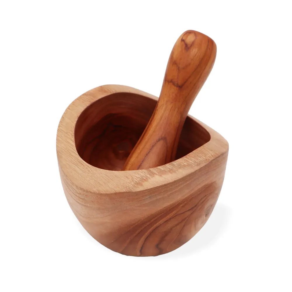 Mortaio e Pestello Legno di Teak Medio Set da 2 Pezzi