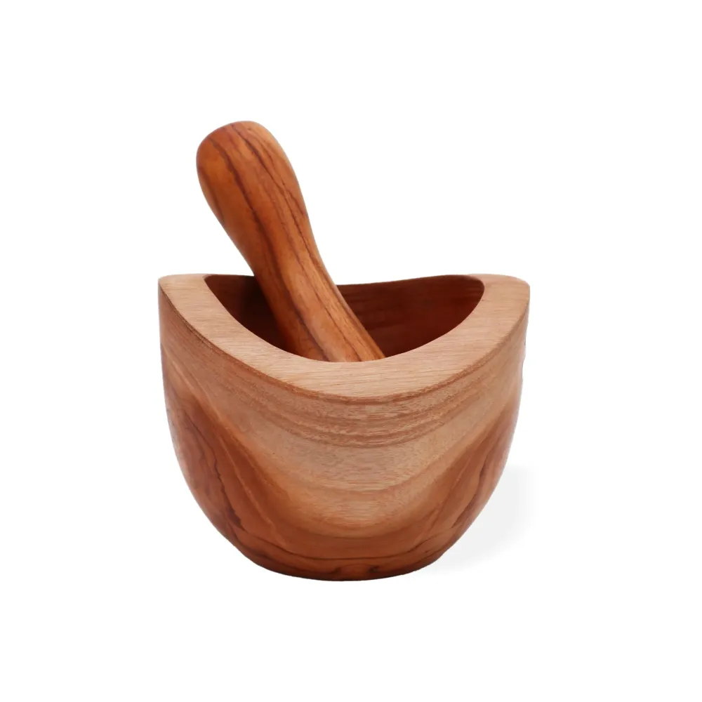 Mortaio e Pestello Legno di Teak Medio Set da 2 Pezzi