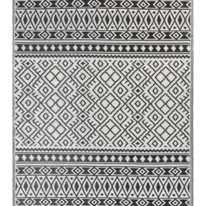 Tappeto da esterno nero con motivo geometrico 180 x 240 cm NARLI | Manutenzione Semplice |