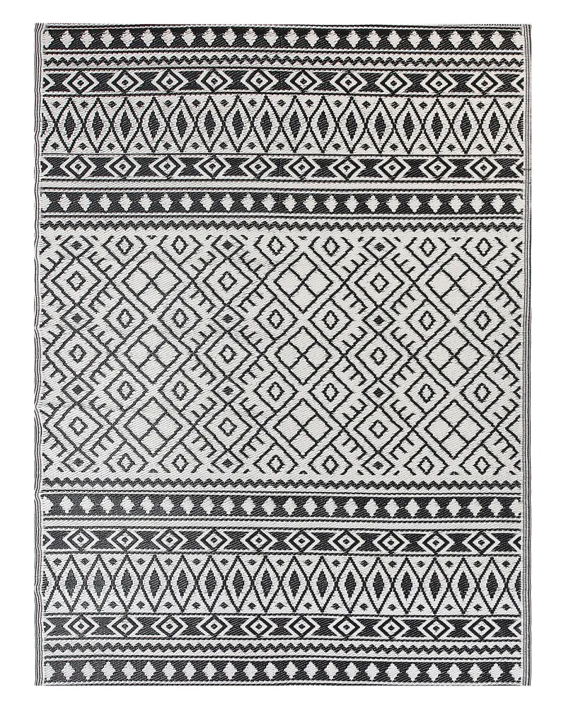 Tappeto da esterno nero con motivo geometrico 180 x 240 cm NARLI | Manutenzione Semplice |