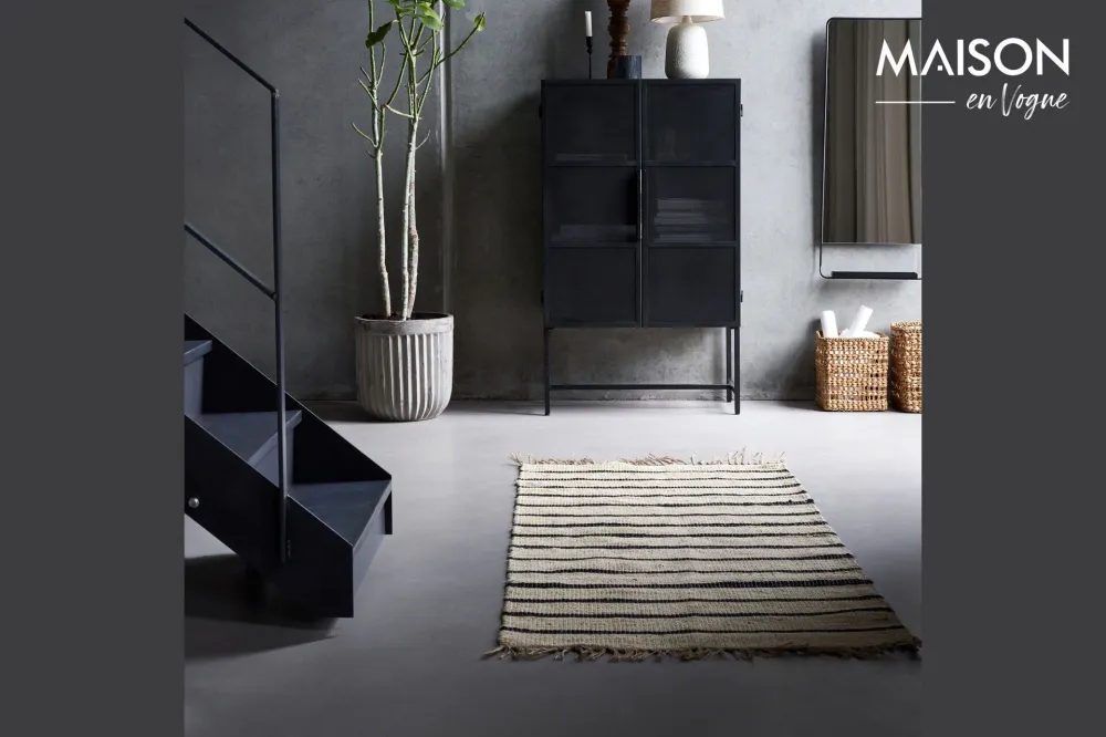 Tappeto juta distinto e nero 200x90 cm Sima House Doctor - 200cm