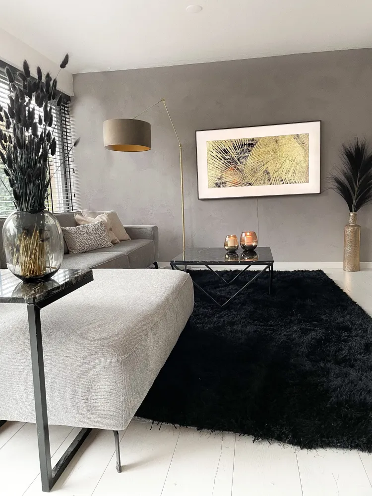 Tappeto shaggy rettangolare nero 140 x 200 cm CIDE