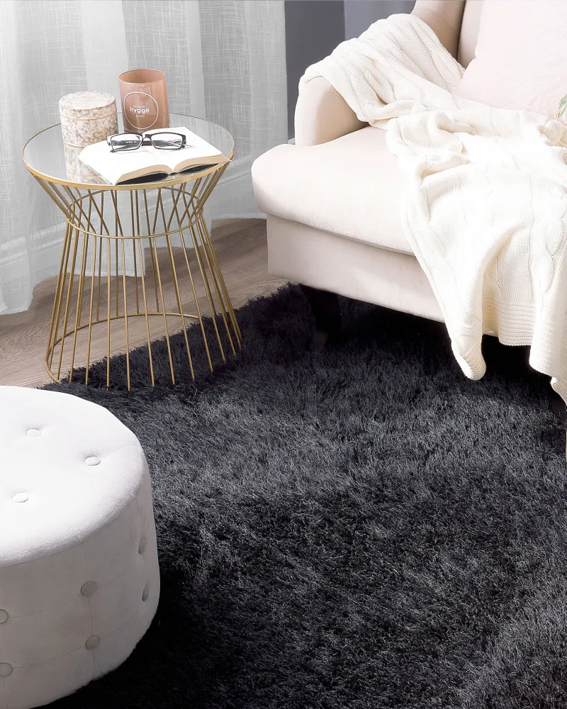 Tappeto shaggy rettangolare nero 160 x 230 cm CIDE