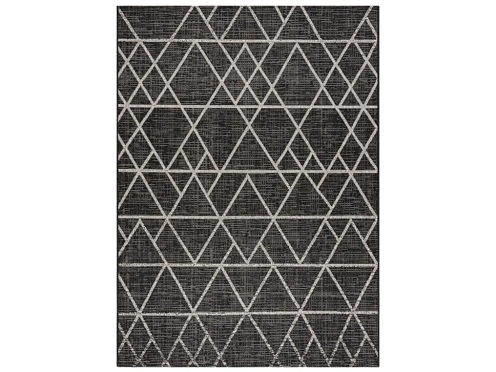 TAPPETO DI SPAGO SIZAL FLOORLUX 20508 nero / argento TRIANGOLI 140x200 cm