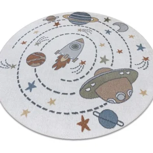 Tappeto BONO 8288 cerchio Spazio, pianeti crema/antracite cercle 140 cm