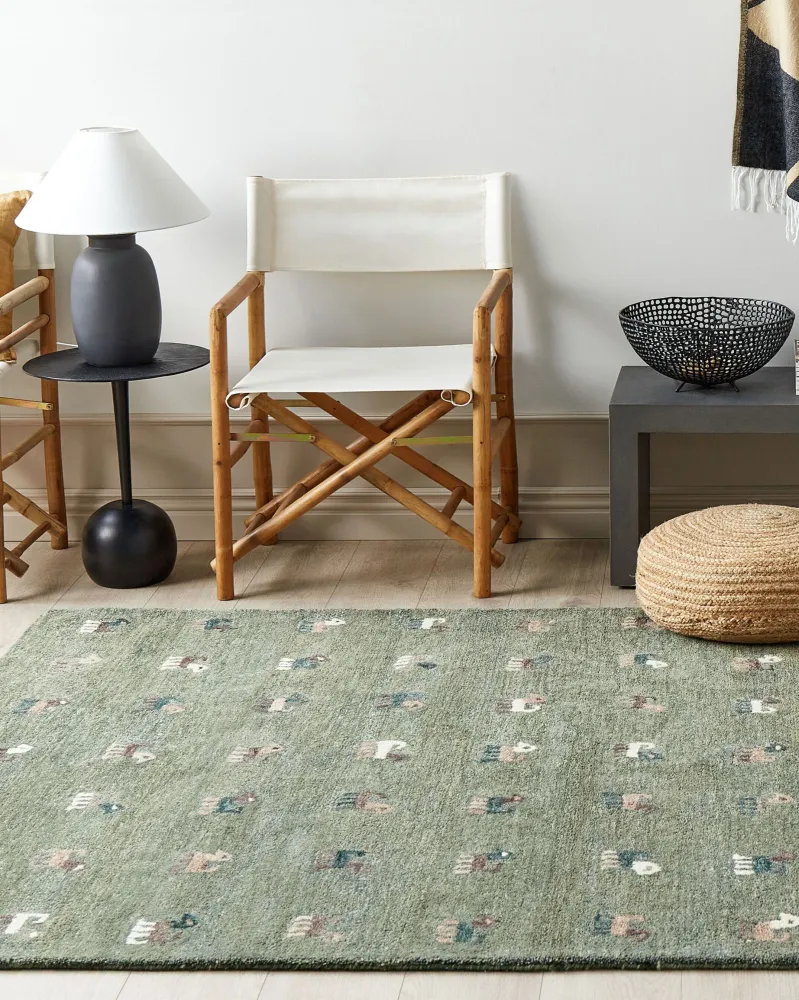 Tappeto Gabbeh lana verde 160 x 230 cm KIZARLI