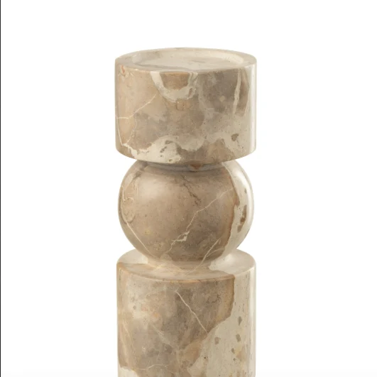 Candeliere Marmo Beige Design Moderno per Interni h 23 cm