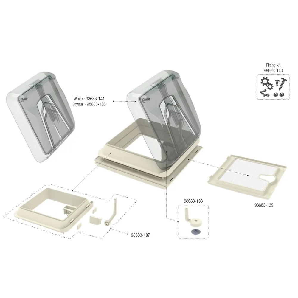 FIAMMA VENT 28 F OBLÒ SENZA VENTILATORE 28X28 - COLORE: CRYSTAL