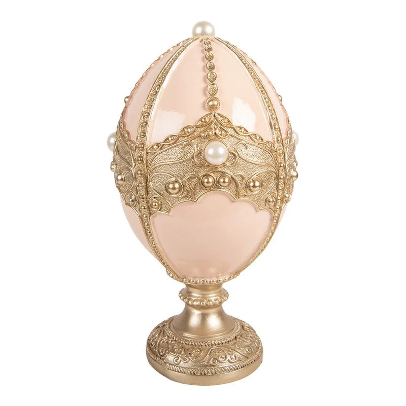 Uovo Decorativo 27 cm Rosa Oro Stile Fabergé