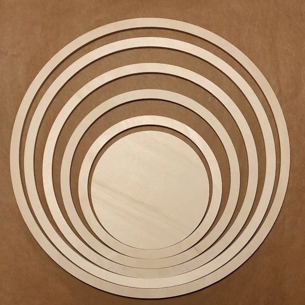 Set 5 anelli + 1 tondo legno naturale