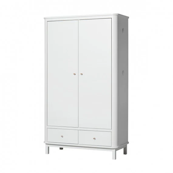 Armario de dormitorio con 2 puertas de madera blanca de Oliver Furniture | Facile Installazione |