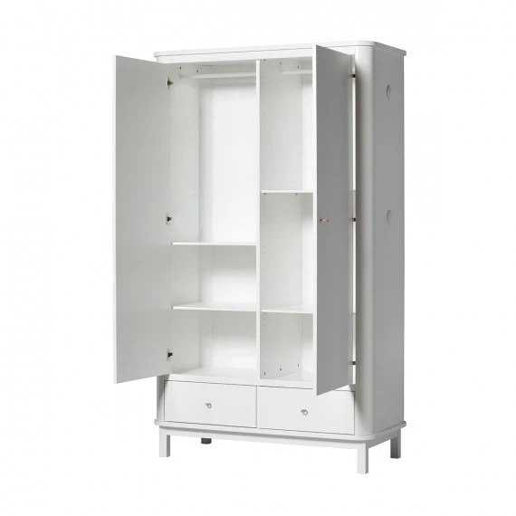 Armario de dormitorio con 2 puertas de madera blanca de Oliver Furniture | Facile Installazione |