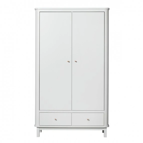 Armario de dormitorio con 2 puertas de madera blanca de Oliver Furniture | Facile Installazione |