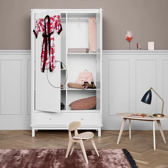 Armario de dormitorio con 2 puertas de madera blanca de Oliver Furniture | Facile Installazione |