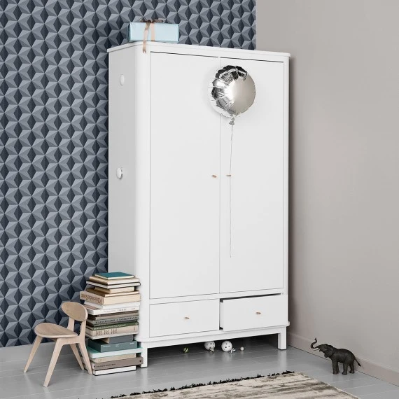 Armario de dormitorio con 2 puertas de madera blanca de Oliver Furniture | Facile Installazione |