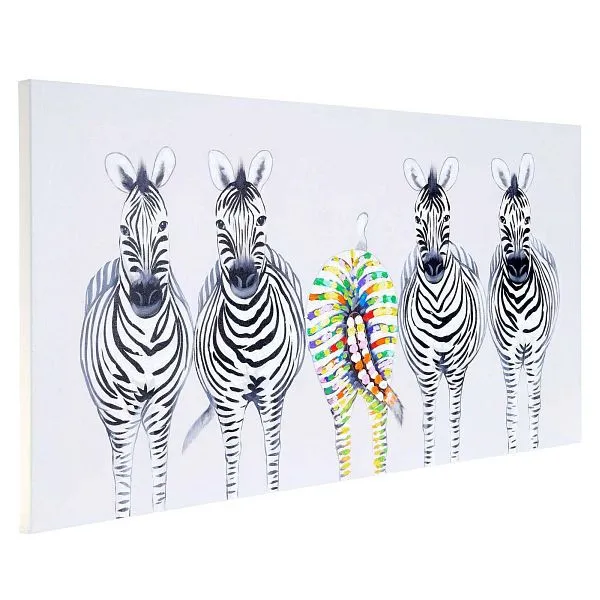Candela di Accensione Mendler pittura olio Zebre II 100% pittura murale dipinta mano XL 140x70cm 51283