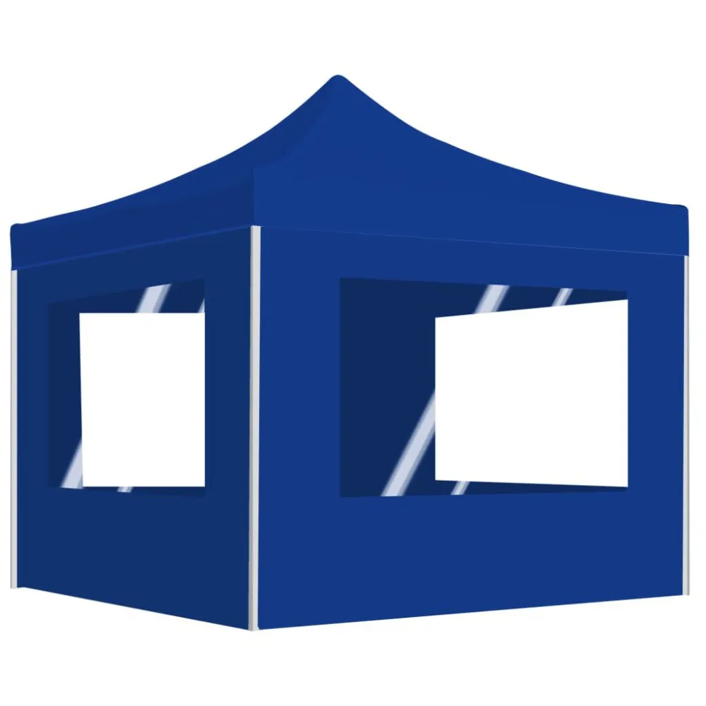 Certificato CE Gazebo Professionale Pieghevole Alluminio con Pareti 2x2m Blu