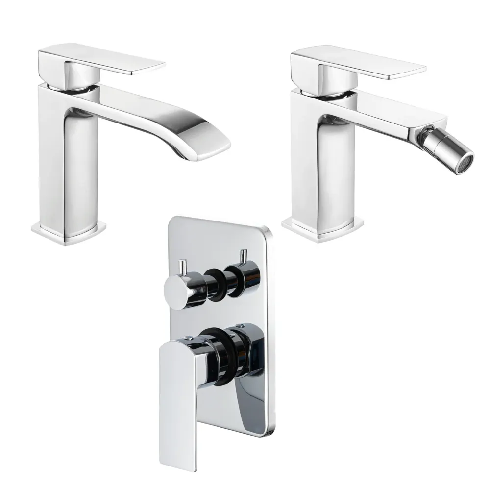 Cinghia di Trasmissione Composizione di miscelatori per lavabo, bidet e doccia 2 vie serie Fire ottone cromato