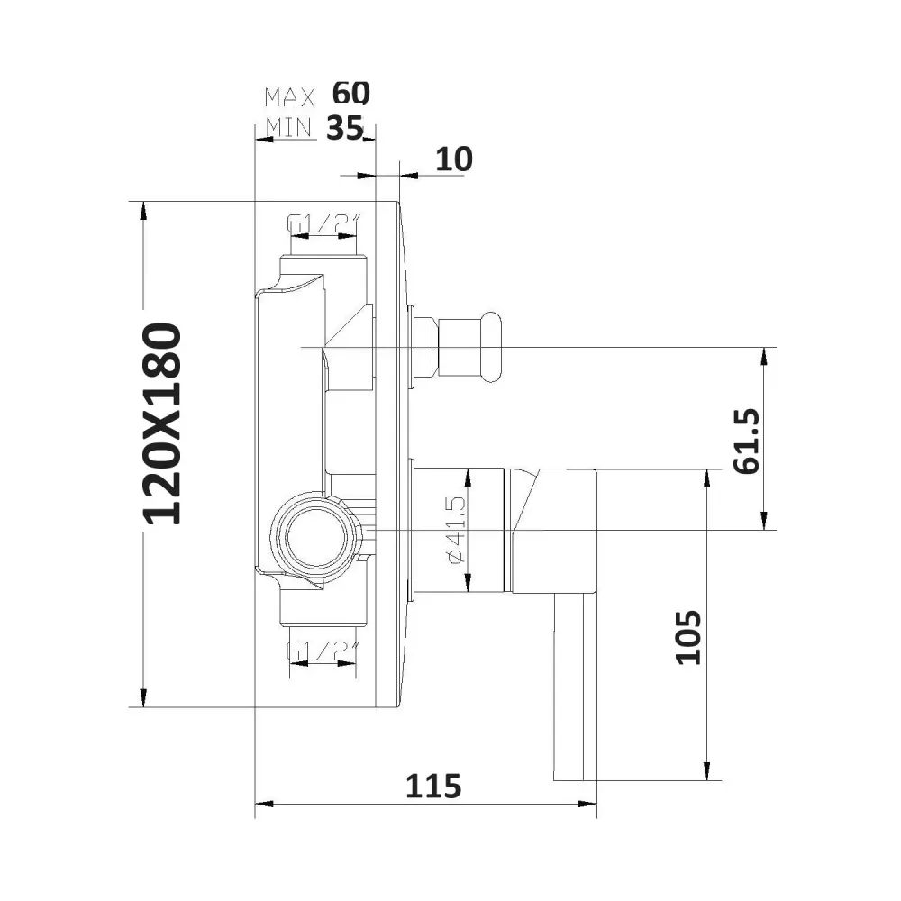 Composizione di miscelatori per lavabo elevato, bidet e doccia due vie quadro Ottomix cromato